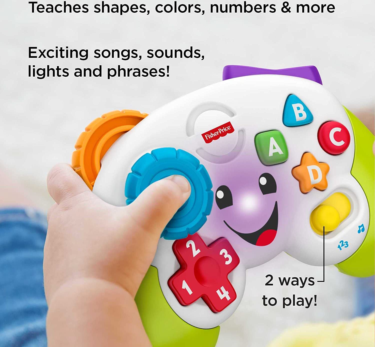 Fisher-Price Pretend Video Game Controller Baby Toy with Music Lights and Learning Songs, Fine Motor Toy - Image 4